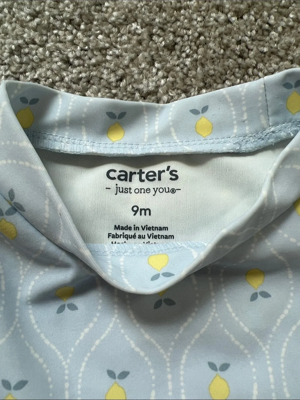 Carter's Light Blue Rash Guard Set with Yellow Lemon Print